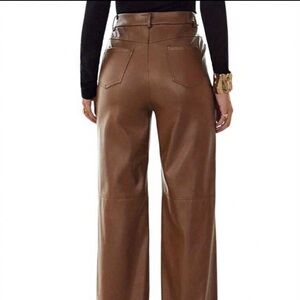 SHEIN Tan Faux Leather Trousers